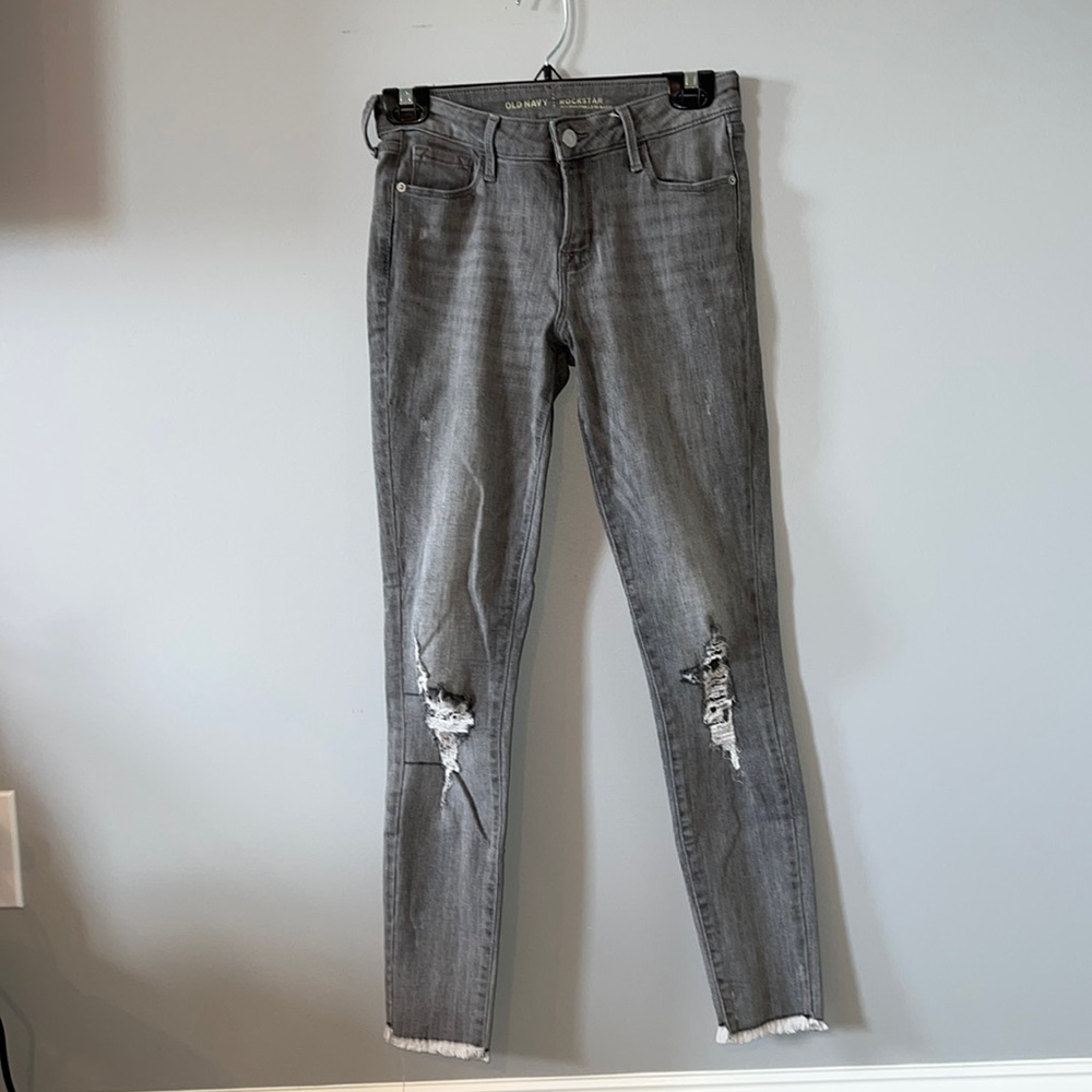 Grey Wash Old Navy Distressed / Ripped Skinny Jeans